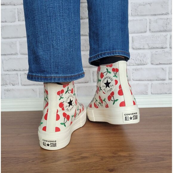 🍒Converse Chuck Taylor Lift Hi Sz 6 Women Shoes Cherries Embroidered A08096C🍒 - Picture 7 of 12